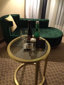 My "Welcome to the Hilton" bottle of wine and candy