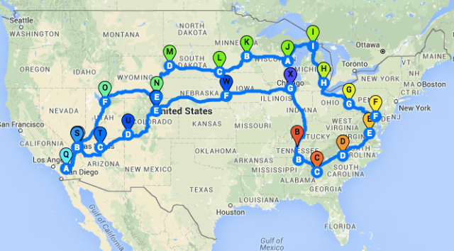 MTTS2016 Route Map